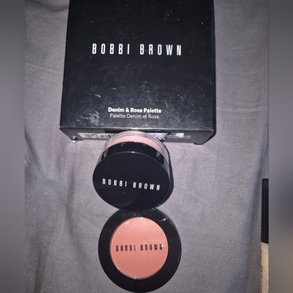 Bobbi Brown Denim & Rose Eye Lip Cheek Palette, Powder, And Pot Rouge Bundle
